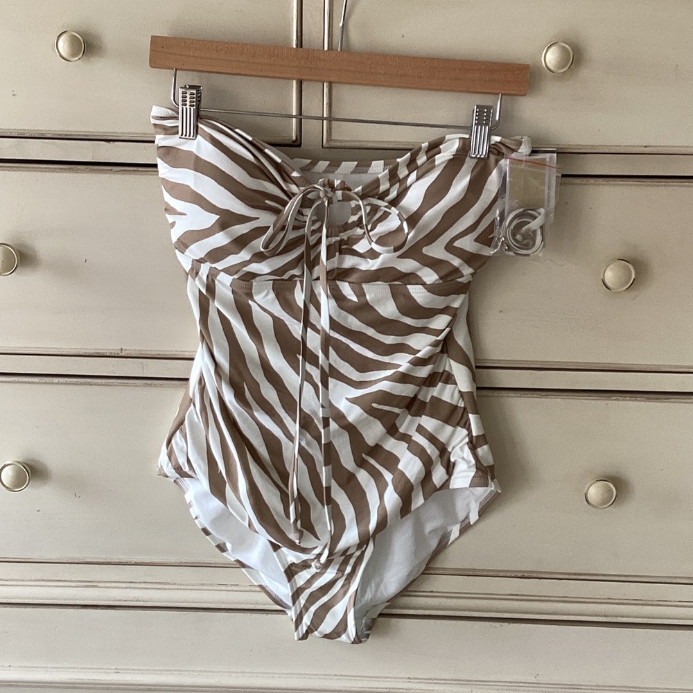 Michael Kors Brown and White Zebra Women’s One Piece NWT!